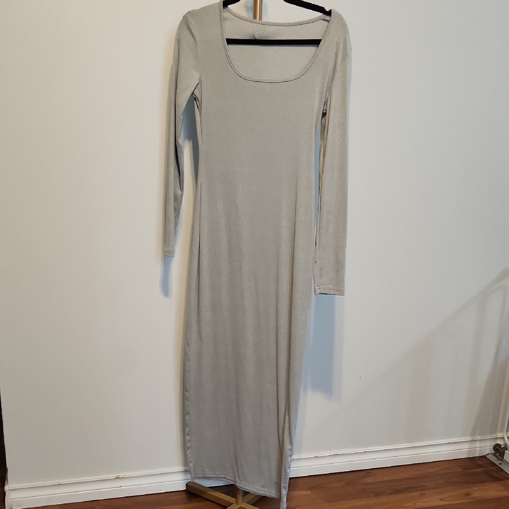 Chic Long Sleeve Gray Dress